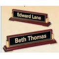 Rosewood Piano Finish Nameplate W/ Gold Metal Accents